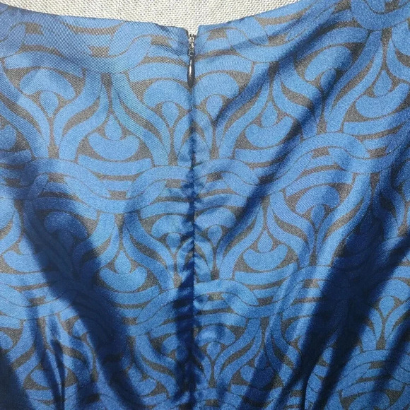 Banana Republic 100% Silk Mini Dress Blue & Black Chain Print Pockets Size 4 - Picture 11 of 13